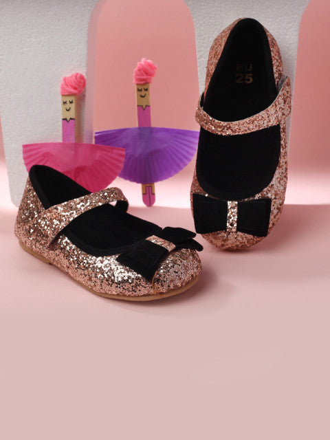 LCL by Walkinlifestyle Girls Gold-Toned Ballerinas with Shimmer Detail