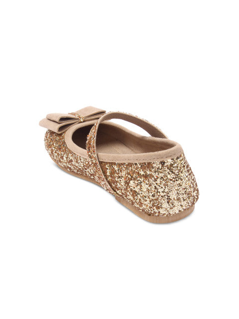 LCL by Walkinlifestyle Girls Gold-Toned Solid Synthetic Ballerinas