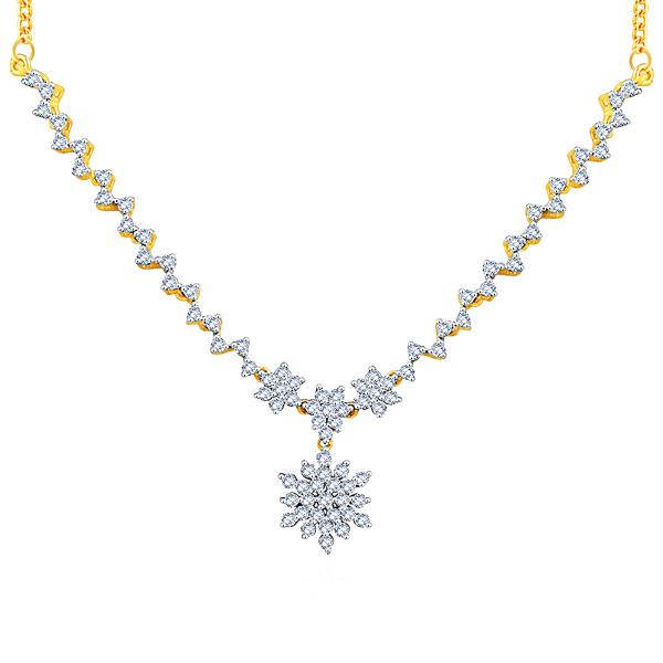 DIAMOND ACCENTED 10K 2-TONE GOLD DUAL HEART PENDANT NECKLACE