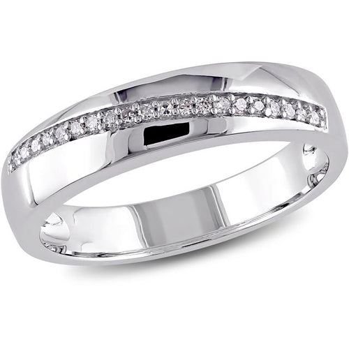 JULIE LEAH MEN'S 1/10 CT TW DIAMOND WEDDING BAND IN POLISHED STERLING SILVER