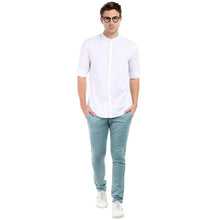 Dennis Lingo Men's Cotton Casual Full Sleeves Slim fit White Shirt