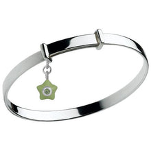 SILVER KIDS AUGUST BIRTHSTONE STAR CHARM ADJUSTABLE BANGLE