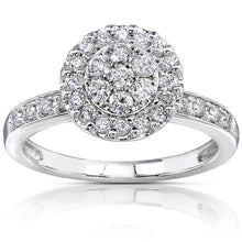 Kobelli 1/2 CT TW Round-Cut Diamond 14K White Gold Cluster Halo Engagement Ring