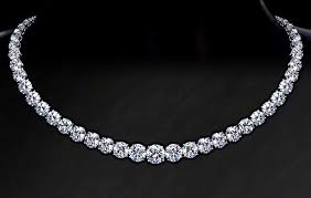 DIAMANTE 1/2 CT DIAMOND 14K WHITE GOLD CURVED NECKLACE BY ROYAL JEWELRY