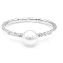 5-5.5 MM FRESHWATER CULTURED PEARL AND 1/20 CT DIAMOND RING IN 10K WHITE GOLD