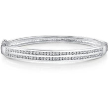 3 CT TW CUBIC ZIRCONIA AND STERLING SILVER HINGED BANGLE BRACELET